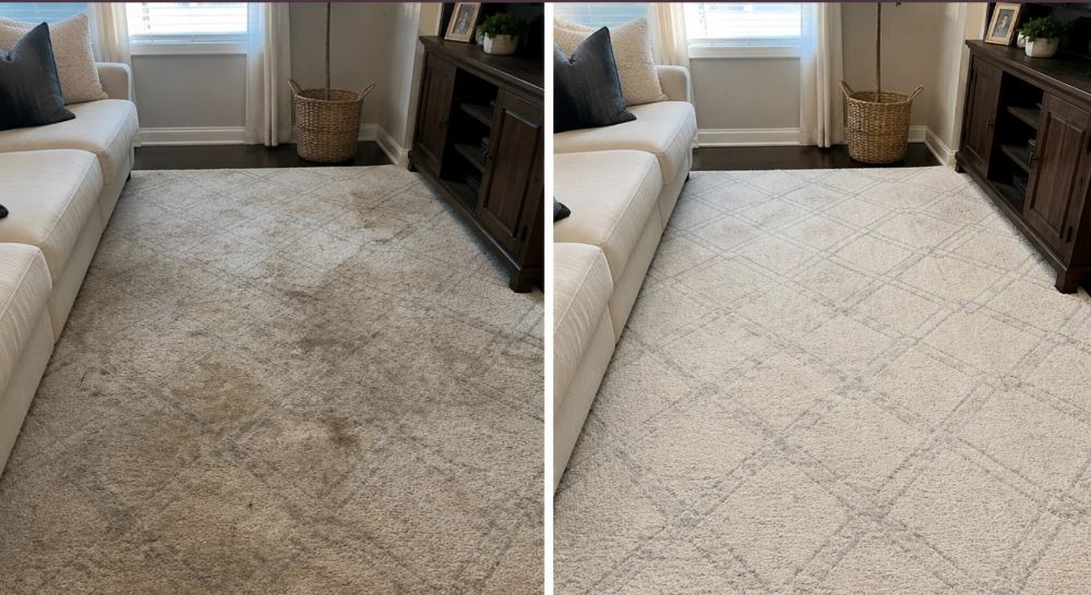 Carpet before and after professional cleaning — Boiling Springs SC